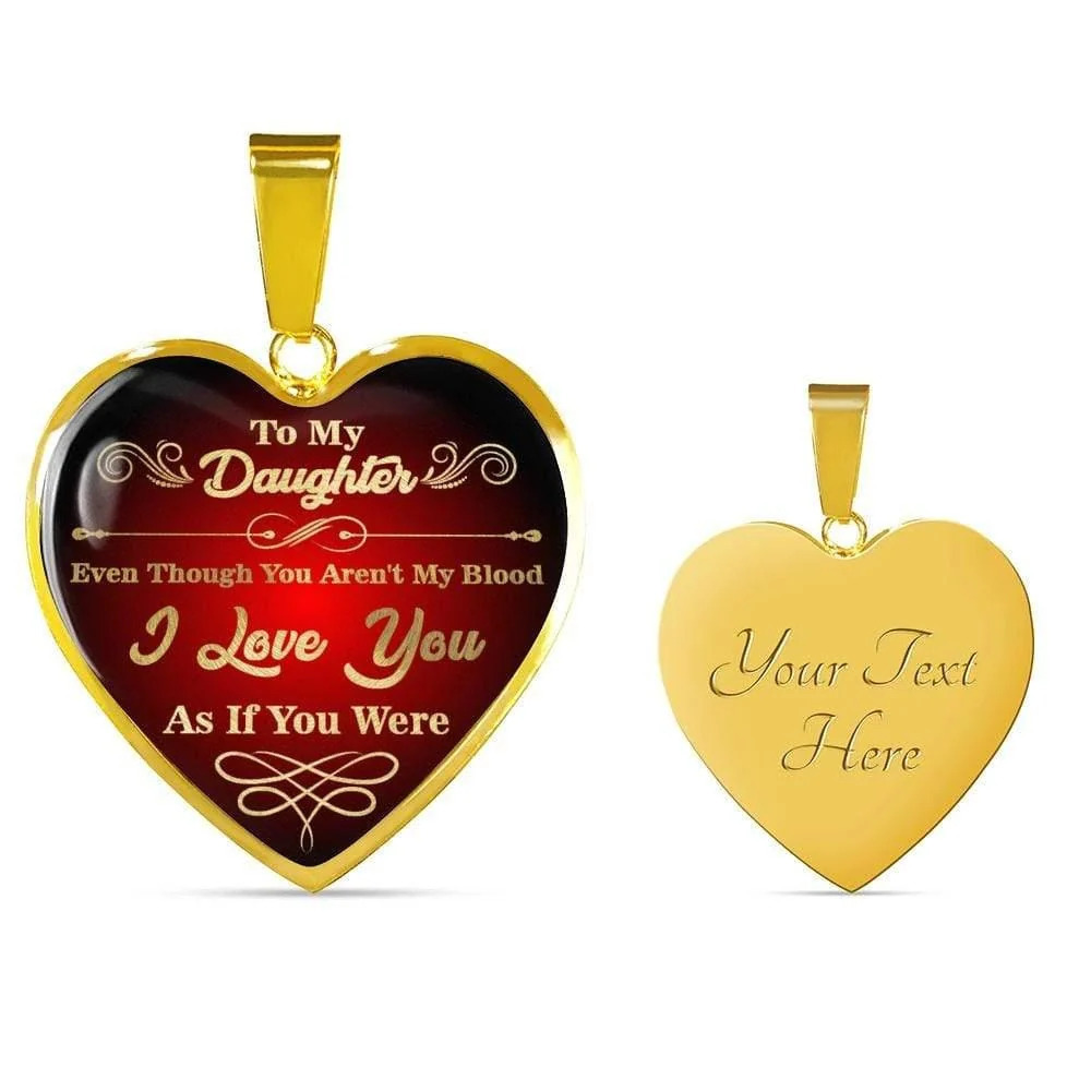 Daughter-In-Law Necklace Personalized Engraved Gold Heart Necklace Custom Name